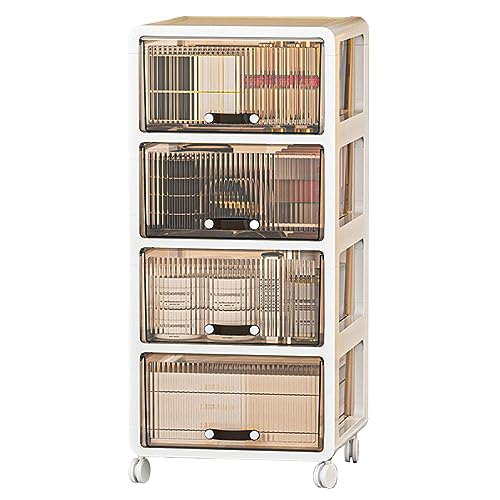 HUIMOZ Durchsichtiger Lagerschrank mit Ledergriffen und Rollen, hohe Schränke für Garage, Home Office, Speisekammer, Schlafzimmer, Küche, Wohnzimmer, Badezimmer, Waschküche HUIMOZ Durchsichtiger Lagerschrank mit Ledergriffen und Rollen, hohe Schränke für Garage, Home Office, Speisekammer, Schlafzimmer, Küche, Wohnzimmer, Badezimmer, Waschküche von HUIMOZ