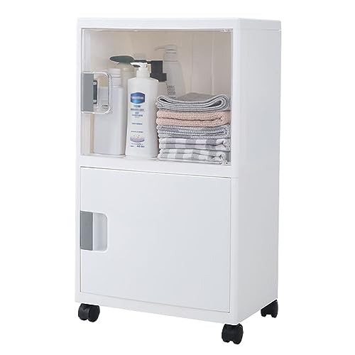HUIMOZ Glasvitrine mit Tür und Schubladen, Vitrinenschrank, bodenstehendes Bücherregal für Badezimmer, Schlafzimmer, Wohnzimmer, Küche, Speisekammer, Home Office von HUIMOZ
