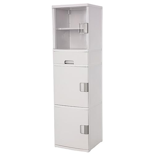 HUIMOZ Glasvitrine mit Tür und Schubladen, Vitrinenschrank, bodenstehendes Bücherregal für Badezimmer, Schlafzimmer, Wohnzimmer, Küche, Speisekammer, Home Office von HUIMOZ