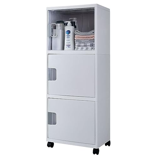 HUIMOZ Glasvitrine mit Tür und Schubladen, Vitrinenschrank, bodenstehendes Bücherregal für Badezimmer, Schlafzimmer, Wohnzimmer, Küche, Speisekammer, Home Office von HUIMOZ