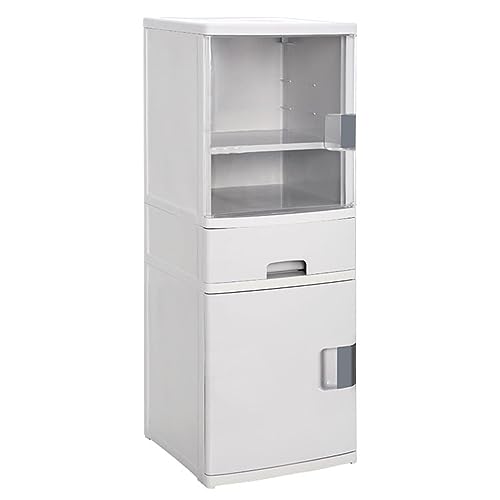 HUIMOZ Glasvitrine mit Tür und Schubladen, Vitrinenschrank, bodenstehendes Bücherregal für Badezimmer, Schlafzimmer, Wohnzimmer, Küche, Speisekammer, Home Office von HUIMOZ