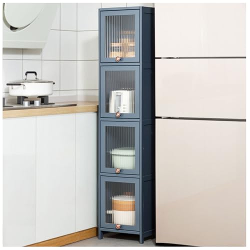 HUIMOZ Hoher Grauer Lagerschrank mit 5 Ebenen und Türen – Modernes Design für Küche, Bad und Wohnzimmer, 30 x 140 cm, reichlich Stauraum, stilvolle Lösung von HUIMOZ