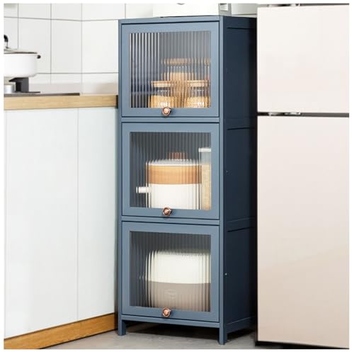 HUIMOZ Hoher Lagerschrank mit 5 Ebenen und Türen – Grau, 40 x 106 cm, ideal für Küche, Bad und Wohnzimmer, stilvolle und platzsparende Aufbewahrungslösung von HUIMOZ