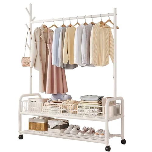 HUIMOZ Industrieller Garderobenständer mit Schuhablage, Stahlrahmen, Garderobenständer mit Haken und Schuhregalen, Kleiderständer für den Flur, 90/120 cm x 35 cm x 176 cm, belas von HUIMOZ