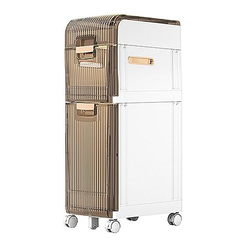 HUIMOZ Kleiner Badezimmer-Aufbewahrungsschrank, freistehender Seitenschrank, Fugenregal, Handtuch-Organizer-Halter mit durchsichtigen Schubladen und Rollen für Toilettenpapier, von HUIMOZ