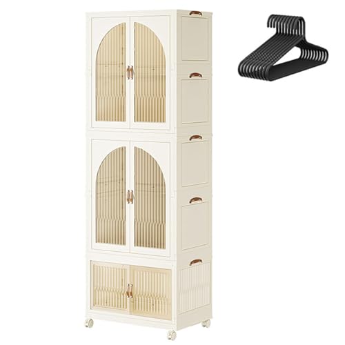 HUIMOZ Lagerschrank, transparente Vitrine, Küchenvorratsschrank mit Türen und Rädern, hohe Kunststoffschränke für Schlafzimmer, Badezimmer, Esszimmer, Büro, weiß HUIMOZ Lagerschrank, transparente Vitrine, Küchenvorratsschrank mit Türen und Rädern, hohe Kunststoffschränke für Schlafzimmer, Badezimmer, Esszimmer, Büro, weiß von HUIMOZ