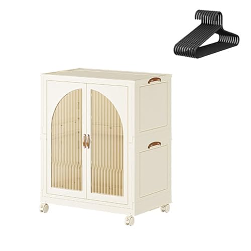 HUIMOZ Lagerschrank, transparente Vitrine, Küchenvorratsschrank mit Türen und Rädern, hohe Kunststoffschränke für Schlafzimmer, Badezimmer, Esszimmer, Büro, weiß von HUIMOZ
