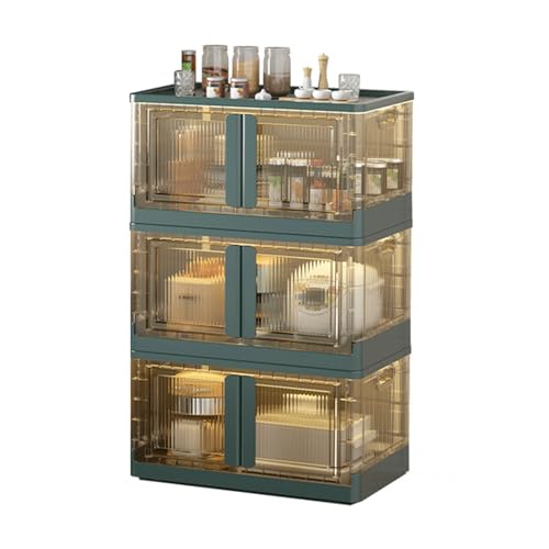 HUIMOZ Lagerschrank mit Deckel, stapelbare Lagerbehälter mit Rädern für Schrank-Organizer, zusammenklappbare Kunststoff-Aufbewahrungsboxen, zusammenklappbare Aufbewahrungsbehält von HUIMOZ