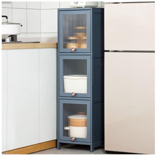 HUIMOZ Moderner, hoher Lagerschrank mit 5 Ebenen und Türen, Grau, 30 x 106 cm, stilvolle Aufbewahrungslösung für Küche, Bad und Wohnzimmer – funktionales und platzsparendes Desi von HUIMOZ
