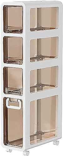 HUIMOZ Schmaler Badezimmer-Unterschrank mit 4 Schubladen und Rollen – Vertikaler Aufbewahrungsturm für kleine Räume. Ecknische mit 4-stufigem Design – Kommode mit großem Fassung von HUIMOZ