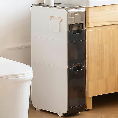 HUIMOZ Schmaler Badezimmer-Unterschrank mit 4 stapelbaren Schubladen, transparenten Schubladen auf Rollen, schmaler vertikaler Kommodenturm für Toilettenpapier und wichtige Uten HUIMOZ Schmaler Badezimmer-Unterschrank mit 4 stapelbaren Schubladen, transparenten Schubladen auf Rollen, schmaler vertikaler Kommodenturm für Toilettenpapier und wichtige Uten von HUIMOZ