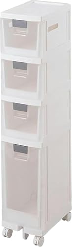 HUIMOZ Schmaler Eck-Badezimmerschrank mit Rädern und durchsichtigen Schubladen, stapelbarer Organizer-Wagen für Toilettenpapier und mehr von HUIMOZ