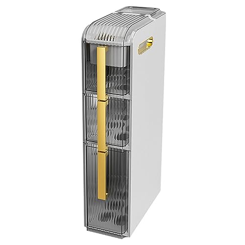 HUIMOZ Schmaler Eckschrank mit 3 Ebenen für die Küche mit transparenten Schubladen und Rollen, schmaler Badezimmerschrank, Toilettenpapierschrank für Schränke, Schlafzimmer, Wäs von HUIMOZ
