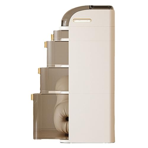 HUIMOZ Schmaler Eckschrank mit 4 Ebenen für das Badezimmer mit transparenten Schubladen und Rollen, schmaler Aufbewahrungsschrank für Toilettenpapier für Küche, Schränke, Schlaf von HUIMOZ