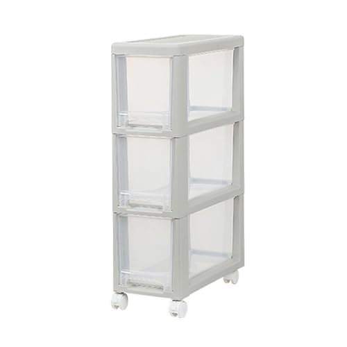 HUIMOZ Schmaler Küchenschrank mit Rollen, wasserdichter Unterschrank mit Schubladen, rollbarer, schmaler Badezimmerschrank für kleine Räume, 20 cm lückenfreundlich von HUIMOZ