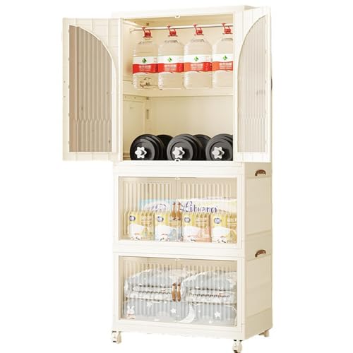 HUIMOZ Schrank-Organizer und Aufbewahrung, Kofferraum-Organizer mit Deckeln und Türen, wichtige Dinge fürs Studentenwohnheim, 3-stufige, zusammenklappbare und stapelbare Aufbewa HUIMOZ Schrank-Organizer und Aufbewahrung, Kofferraum-Organizer mit Deckeln und Türen, wichtige Dinge fürs Studentenwohnheim, 3-stufige, zusammenklappbare und stapelbare Aufbewa von HUIMOZ