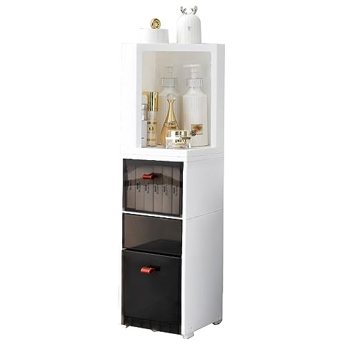 HUIMOZ Sideboard-Aufbewahrungsschrank mit Regal und durchsichtigen Schubladen, Akzentschrank mit Stauraum, multifunktionaler Badezimmer-Unterschrank für Wohnzimmer, Esszimmer, E von HUIMOZ