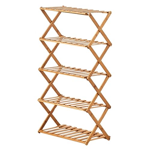 HUIMOZ Tragbares, zusammenklappbares, mehrschichtiges Lagerregal aus Bambus, Sideboard, Schrank, Konsolentisch, Lagerschrank, Buffetschrank für Küche, Wohnzimmer, Flur, Eingangs von HUIMOZ