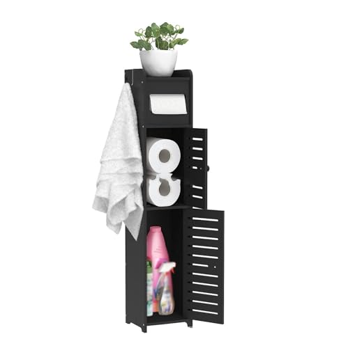 HUIMOZ Wasserdichter, freistehender, schmaler Badezimmerschrank, Vorratsschrank für Toilettenpapier, Shampoo, Küche, Badezimmer, Büro, Schönheitssalons, Schwarz, 15 x 17 x 80 cm HUIMOZ Wasserdichter, freistehender, schmaler Badezimmerschrank, Vorratsschrank für Toilettenpapier, Shampoo, Küche, Badezimmer, Büro, Schönheitssalons, Schwarz, 15 x 17 x 80 cm von HUIMOZ
