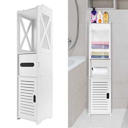 HUIMOZ Wasserdichter Badezimmerschrank-Organizer mit 4-stöckigem Regal und 1 Tür, 80 x 20 x 18 cm von HUIMOZ