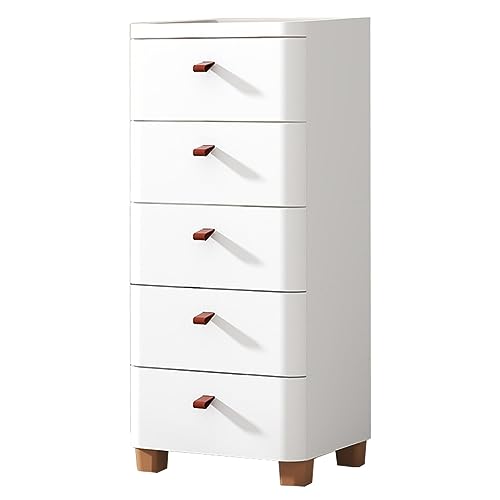 HUIMOZ Weißer 5-stöckiger Kleiner Eck-Unterschrank für Badezimmer mit 5 Schubladen und Rollen, schmaler Organizer-Toilettenpapierschrank, Starke Tragfähigkeit von HUIMOZ