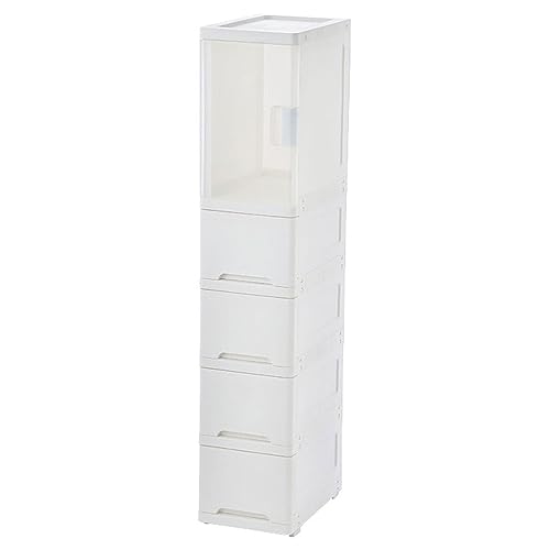 HUIMOZ Weißer Badezimmer-Unterschrank, Aufbewahrungs-Organizer, Ständer, multifunktionale Eckeinheit mit transparenter Vitrine und Schubladen für Home Office, Schlafzimmer, Küch von HUIMOZ