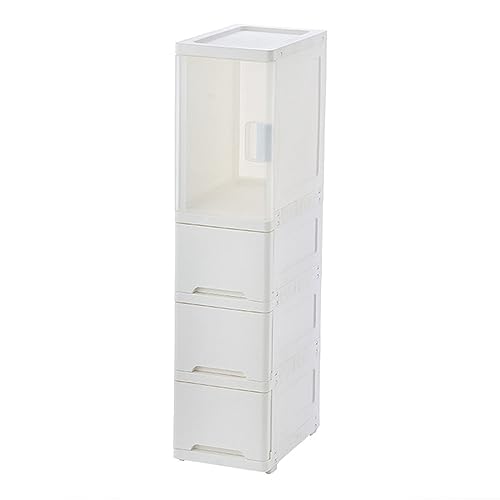 HUIMOZ Weißer Badezimmer-Unterschrank, Aufbewahrungs-Organizer, Ständer, multifunktionale Eckeinheit mit transparenter Vitrine und Schubladen für Home Office, Schlafzimmer, Küch von HUIMOZ