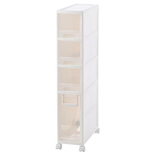 HUIMOZ Weißer Badezimmer-Unterschrank, freistehender Medienaufbewahrungsschrank, Vitrine mit durchsichtigen Schubladen und Rollen für das Home Office, Küchen- und Badzubehör von HUIMOZ