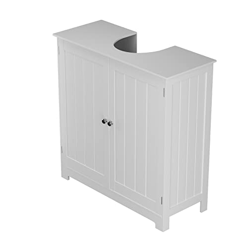 HUIMOZ Weißer Badezimmer-Unterschrank mit 2 Türen und 1 Regal, Unterschrank für kleine Räume, 60 x 60 x 30 cm von HUIMOZ