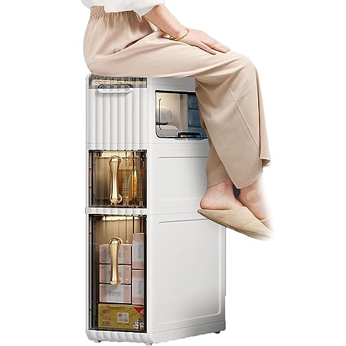 HUIMOZ Weißer Lagerschrank mit durchsichtigen Schubladen und Rollen, Garagen-Hochschrank für Home Office, Wohnzimmer, Badezimmer, Küche, Speisekammer, Fitnessstudio, gewerbliche von HUIMOZ