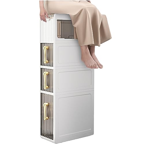 HUIMOZ Weißer Lagerschrank mit durchsichtigen Schubladen und Rollen, Garagen-Hochschrank für Home Office, Wohnzimmer, Badezimmer, Küche, Speisekammer, Fitnessstudio, gewerbliche von HUIMOZ