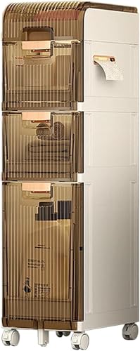 HUIMOZ Weißer schmaler Lagerschrank mit Schubladen, multifunktionaler Organizer für Badezimmer, Küche, Schlafzimmer, Büro oder Schrank, freistehendes Design mit 2 Ebenen, 74 cm von HUIMOZ