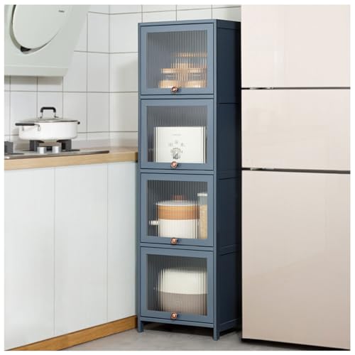 Hoher, Grauer Küchenschrank mit 5 Ebenen – 40 × 140 cm schmaler Unterschrank für Küche, Bad und Wohnzimmer – nivellieren und entrümpeln Sie Ihren Raum effizient von HUIMOZ