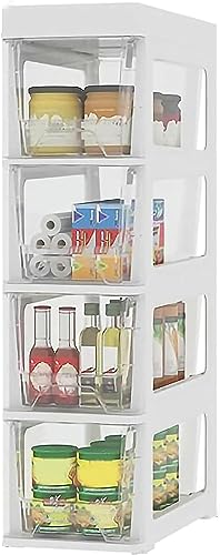 Schmaler, freistehender Badezimmer-Unterschrank mit stapelbaren Schubladen und Rädern – 18 cm (7 Zoll) vertikaler Toilettenpapierhalter und -Halter für platzsparende Aufb von HUIMOZ