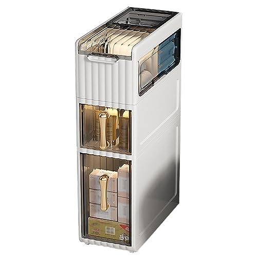 Weißer Lagerschrank mit durchsichtigen Schubladen und Rollen, Vorratsschrank mit seitlicher Öffnung, Stehaufbewahrung für Küchen- und Badezimmermöbel, Waschküche oder Hau Weißer Lagerschrank mit durchsichtigen Schubladen und Rollen, Vorratsschrank mit seitlicher Öffnung, Stehaufbewahrung für Küchen- und Badezimmermöbel, Waschküche oder Hau von HUIMOZ