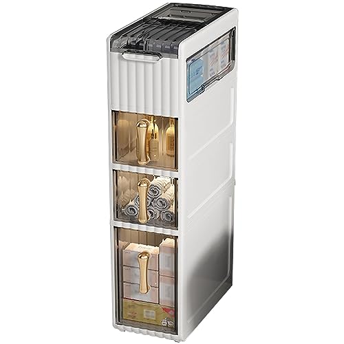 Weißer Lagerschrank mit durchsichtigen Schubladen und Rollen, Vorratsschrank mit seitlicher Öffnung, Stehaufbewahrung für Küchen- und Badezimmermöbel, Waschküche oder Hau Weißer Lagerschrank mit durchsichtigen Schubladen und Rollen, Vorratsschrank mit seitlicher Öffnung, Stehaufbewahrung für Küchen- und Badezimmermöbel, Waschküche oder Hau von HUIMOZ