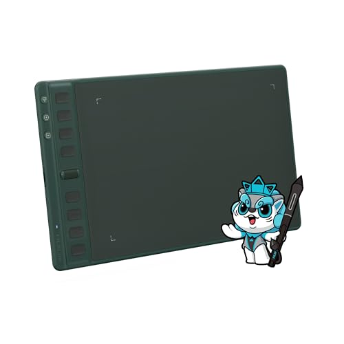 HUION Inspiroy 2 M Grafiktabletts, Tragbares Zeichentablett mit 8192 Stufen batterielosem Digitalstift, 8 Drucktasten + Scroller, für Windows Mac Linux Android ChromeOS (grün) von HUION