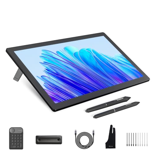HUION Kamvas Pro 19 4K Grafiktablett mit Display, 18,4 Zoll Zeichentablett mit Touchscreen, 96% Adobe RGB,1,07 Milliarden Farben, PenTech 4.0 Schlanker Stift PW600, 16384 Stiftdruck, Mini-Tastenwahl von HUION