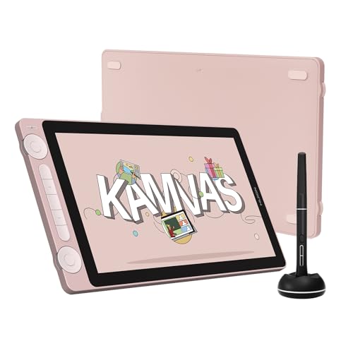 HUION Kamvas 13 (Gen 3) 2024 Grafiktablett mit Display, 13,3 Zoll Volllaminiert, 2nd Gen Anti-Glare Geätztes Glas, PenTech 4.0, 16384 Stiftdruck, Dual Dial Zeichentablett für Win, Mac, Android, Rosa von HUION