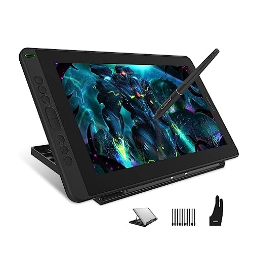 HUION Kamvas 13 Grafiktablett mit Display, 13,3 Zoll Volllaminatbildschirm Pen Display, 8 Programmierbare Drucktasten,Konnektivität mit Android, für Home-Office E-Learning,Verstellbarer Ständer, Grün von HUION