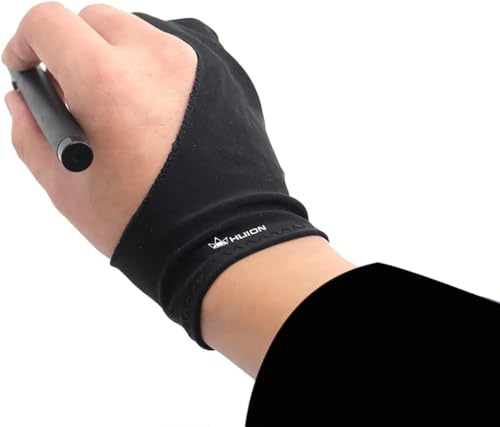 HUION Künstlerhandschuh für Grafiktabletts, idealer Antifouling-Handschuh für Benutzer von Zeichentabletts und Leuchtkästen, Einheitsgröße, Gut für die Rechte oder Linke Hand von HUION
