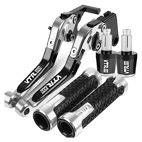 HUIPENPP Mehrere Farben Motorrad Bremse Kupplung Hebel Griff Bar Griffe Für HONDA VTR1000F FIRESTORM VTR1000 F 1998 1999 2000 2001 2002 2003 2004 2005(Silver) von HUIPENPP