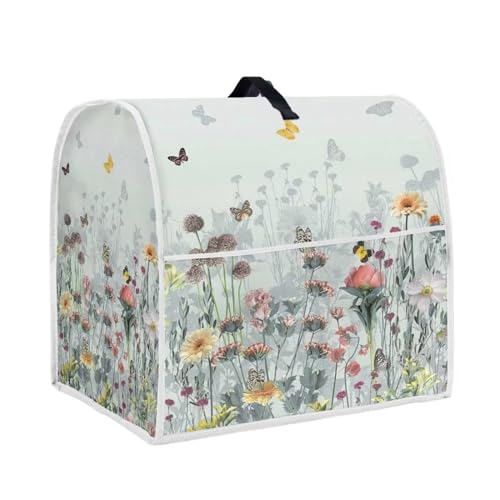 HUISEFOR Abdeckung für Küchenhelfer mit Blumenmuster, Staubschutz mit Griff oben, staubdicht, Küchenmaschinen-Zubehör, 4,5–5 l von HUISEFOR