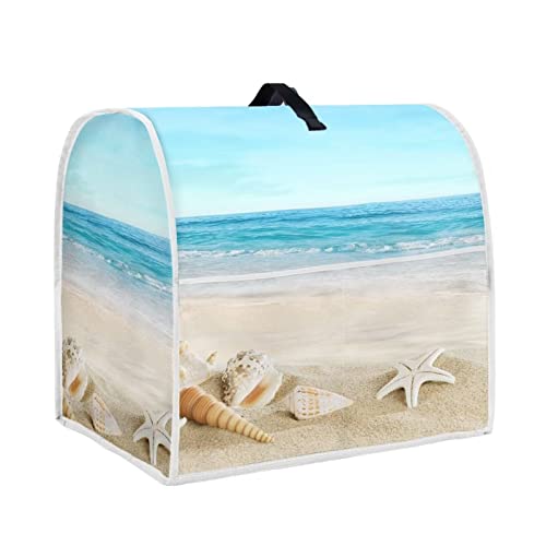 HUISEFOR Modische Mixer-Abdeckungen Stranddruck Innenküche Dekorationen, Polyester staubdichte Abdeckung mit Taschen für Standmixer, kompatibel mit 4,5-5 Quart Standmixer von HUISEFOR