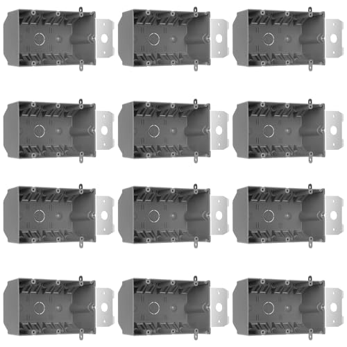 HXH 12 Stück Elektrische Box Extender 3 Gang verstellbar 49 Kubikzoll grau 3-Gang PVC Arbeitsschalter/Steckdose Wand Elektrobox für Bau und Kabelmanagement ETL von HUIXHAO