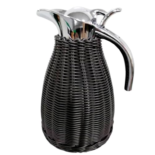 HUIZHENSHENG 1,5 L/51 Unzen Edelstahl Kaffee Thermalkaraffe, 12-Stunden-hitze Und 24-Stunden-kaltretention, Gewebter Rattankörper, Isolierter Kaffee-thermoskarafe Carafe(Size:3pcs,Color:schwarz) von HUIZHENSHENG
