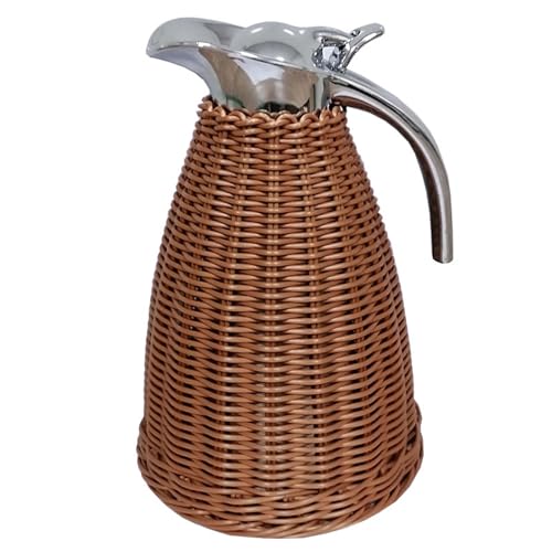 HUIZHENSHENG 1,5 L/51 Unzen Edelstahl Kaffee Thermalkaraffe, 12-Stunden-hitze Und 24-Stunden-kaltretention, Gewebter Rattankörper, Isolierter Kaffee-thermoskarafe Carafe(Size:4pcs,Color:Kaffee) von HUIZHENSHENG