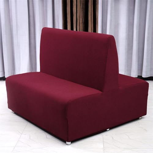 HUIZHENSHENG Armless Sofa Kartensitzabdeckung, Futon Cover Stretch Protector Slippcovers, 2-sitzer-Sofa-loveat-Couch-bettbezüge(Size:doppelseitiger Sitz,Color:Wine Red) von HUIZHENSHENG
