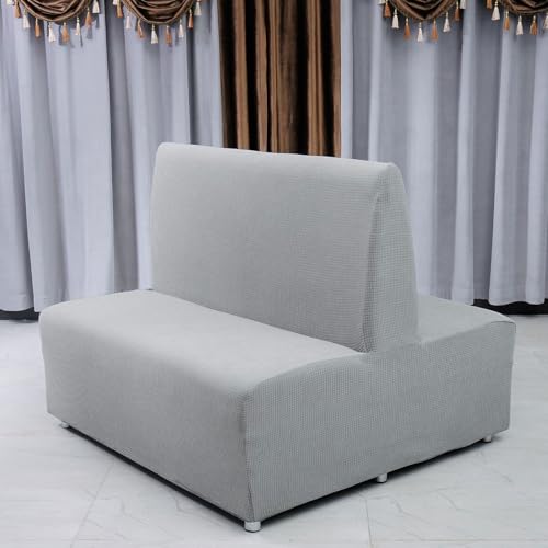 HUIZHENSHENG Armless Sofa Kartensitzabdeckung, Futon Cover Stretch Protector Slippcovers, 2-sitzer-Sofa-loveat-Couch-bettbezüge(Size:doppelseitiger Sitz,Color:hellgrau) von HUIZHENSHENG