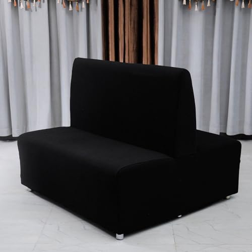 HUIZHENSHENG Armless Sofa Kartensitzabdeckung, Futon Cover Stretch Protector Slippcovers, 2-sitzer-Sofa-loveat-Couch-bettbezüge(Size:doppelseitiger Sitz,Color:schwarz) von HUIZHENSHENG